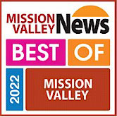 The image features a badge with "Mission Valley News, Best Of Mission Valley 2022" in various colored blocks.